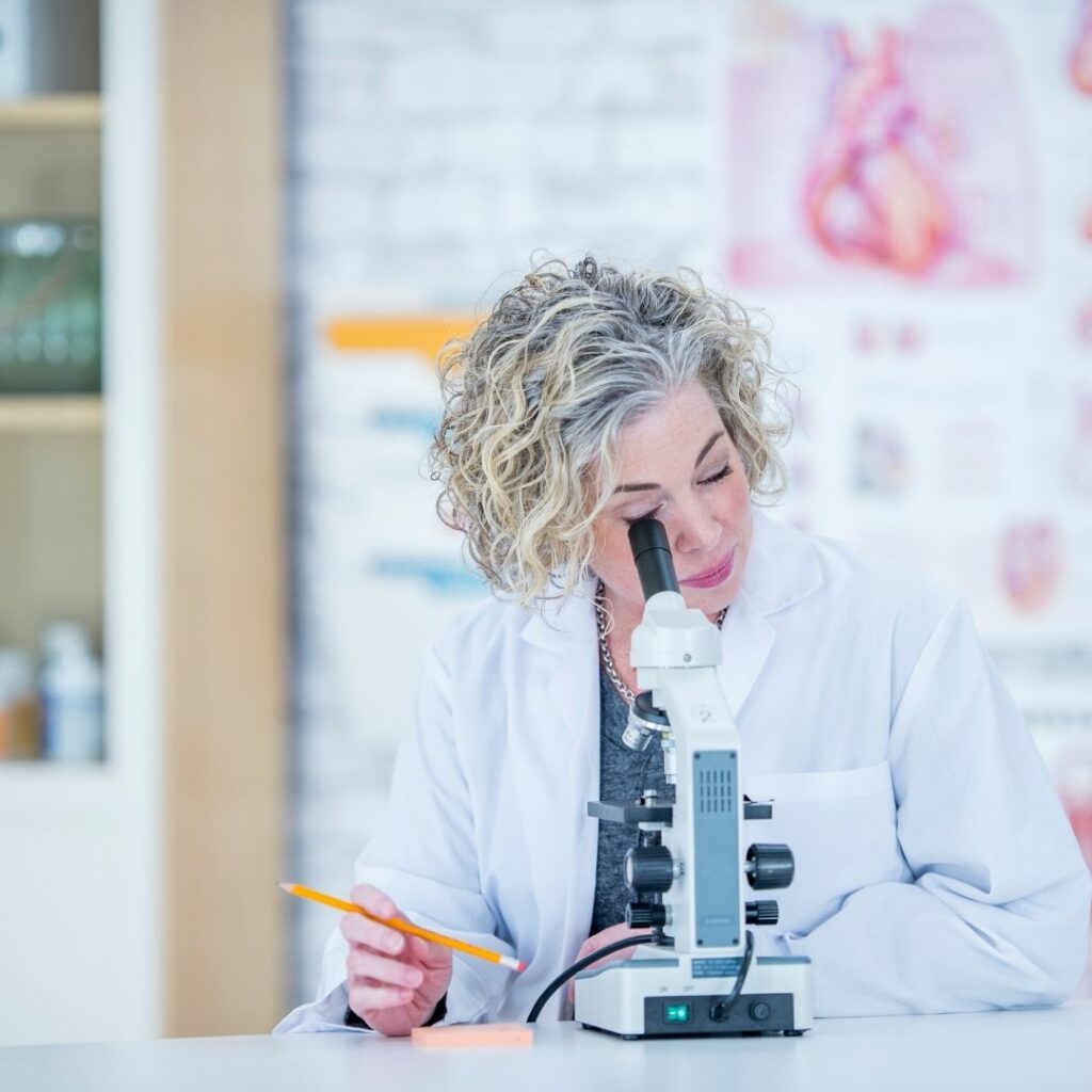 woman with microscope