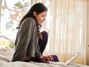 woman working on a laptop