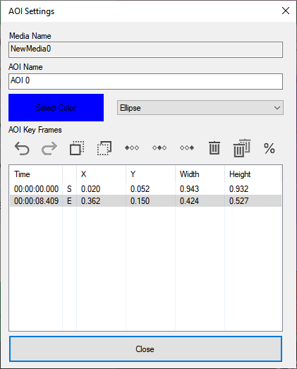 Gazepoint Analysis AOI Settings Window